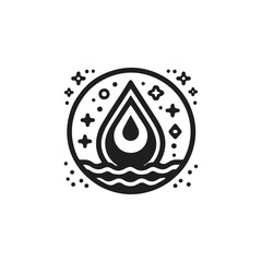 Abstract water droplet design with stars and waves