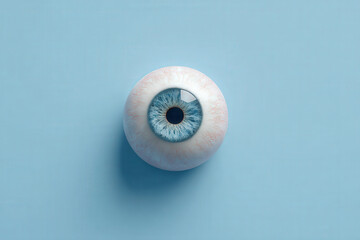 photorealistic closeup of human eye centered against ultrabright monochromatic background