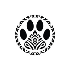 Artistic black paw print design with intricate patterns