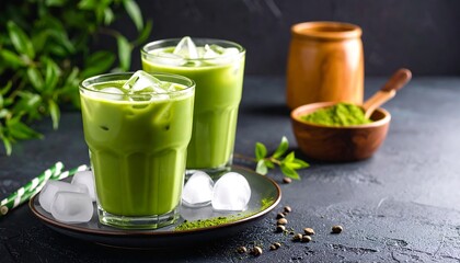 Refreshing green iced drink