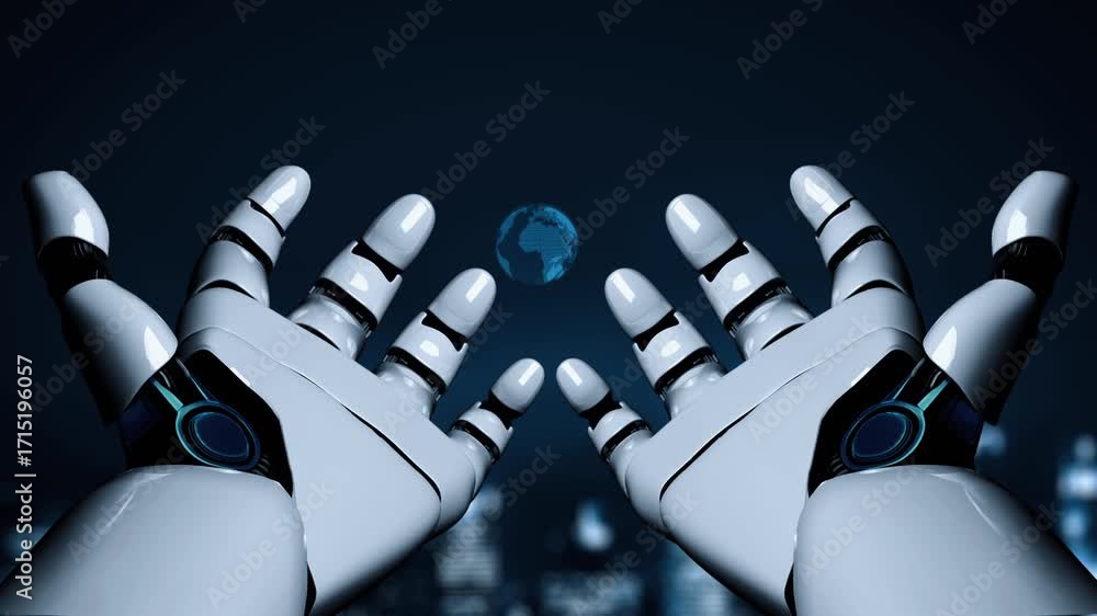 Aufkleber futuristic robot artificial intelligence enlightening ai technology development and machine learning