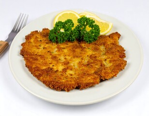 Fried cutlet with lemon and parsley