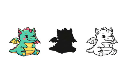 Funny Cartoon dragonfly Clipart Bundle – Colorful, Silhouette, Outline