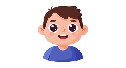 Cartoon illustration of a smiling boy wearing a blue sweater and dark pants.