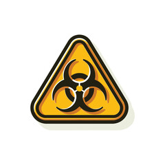 Biohazard symbol in bright yellow triangle design