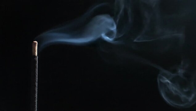 Incense Smoke: An artistic close-up showcases the gentle, ethereal tendrils of incense smoke rising from a burning stick, evoking tranquility and meditation.