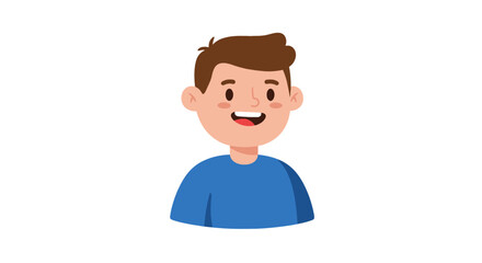 Cartoon illustration of a smiling boy wearing a blue sweater and dark pants.