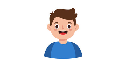 Cartoon illustration of a smiling boy wearing a blue sweater and dark pants.