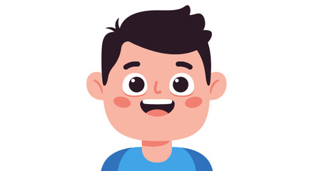 Cartoon illustration of a smiling boy wearing a blue sweater and dark pants.