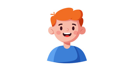 Cartoon illustration of a smiling boy wearing a blue sweater and dark pants.