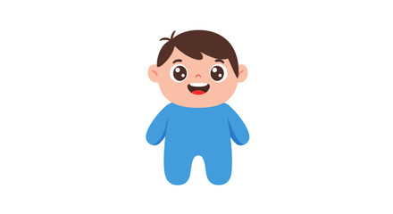 Cartoon illustration of a smiling boy wearing a blue sweater and dark pants.