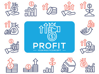 Multi Concept Financial Profit Line Color Icon Collection