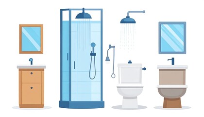 Modern bathroom fixtures collection illustration