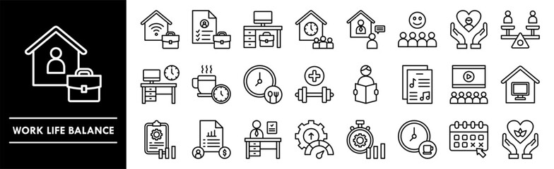 Work Life Balance icon collection set. Containing design balance, work, life, health, lifestyle, business, success