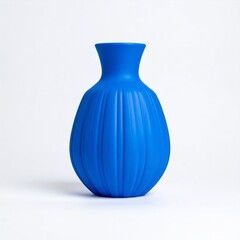 Bright blue ceramic vase displayed against a clean white background for modern home decor