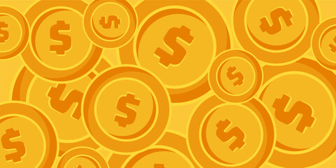 Fototapeta premium Orange background with dollar coin texture. Design for banners, posters, and social media.