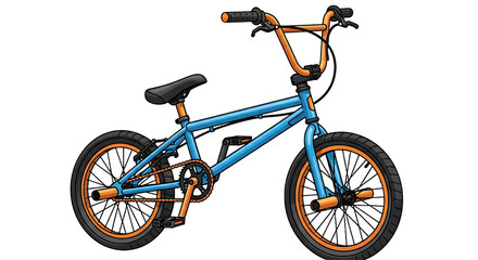 Fototapeta premium Blue BMX Bike with Orange Accents Sporty Urban Cycling Illustration