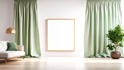 カーテン付きの白い部屋