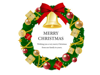 Christmas wreath with ornaments and bell