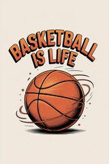 Dynamic Basketball Design Featuring Spinning Ball and Motivation