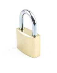 Gold padlock isolated on white