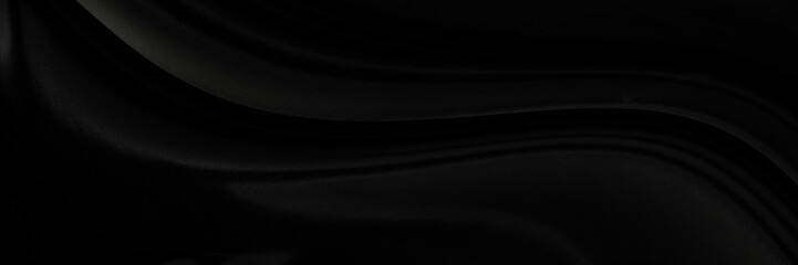Black gray satin dark fabric texture luxurious shiny that is abstract silk cloth panorama...