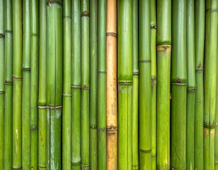 Obraz premium Close-up of a vibrant bamboo wall