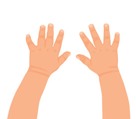 Baby hands top view isolated on white background