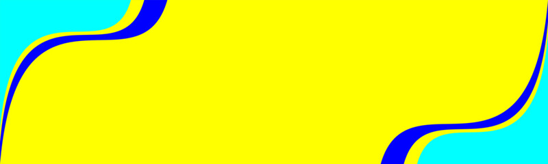 Bright abstract background with yellow center and wavy blue cyan borders for modern design.