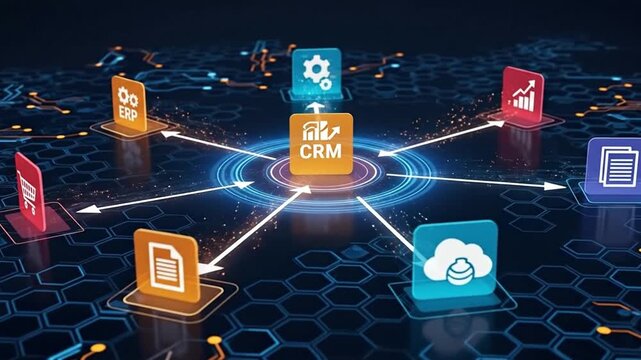 Futuristic Customer Relationship Management concept for integrated business data and automation
