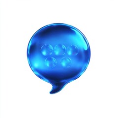 shiny translucent blue speech bubble with five inner circular indentations on white background