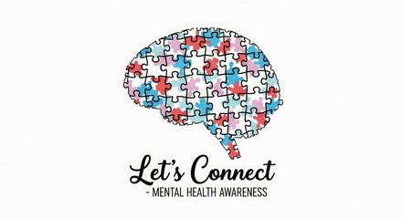 Connect for mental health awareness with a vibrant puzzle brain design.