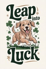 Happy Golden Retriever leaps into St. Patrick's Day luck with sh