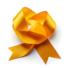 Gold ribbon knot on white background