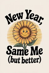 Happy Sunflower New Year Resolution Graphic Design