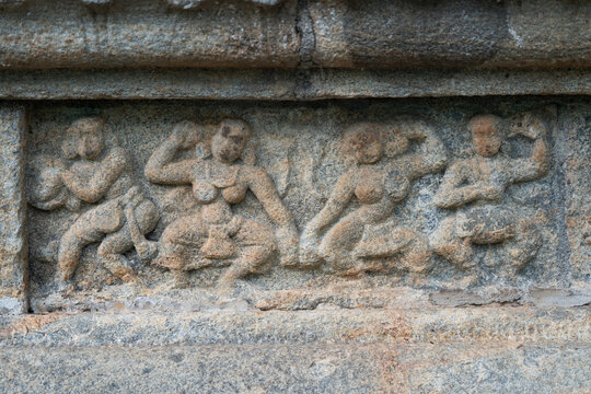 A carved statues . at the Buddhist stupa complex at the Gadaladeniya 