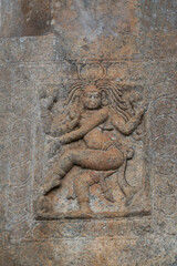 A carved statues . at the Buddhist stupa complex at the Gadaladeniya 