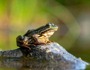 Obraz premium Frog perched on a rock