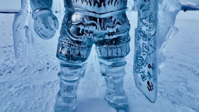 Ice sculpture of a warrior in armor