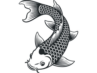 Stylized Koi Fish. Vector hand drawn