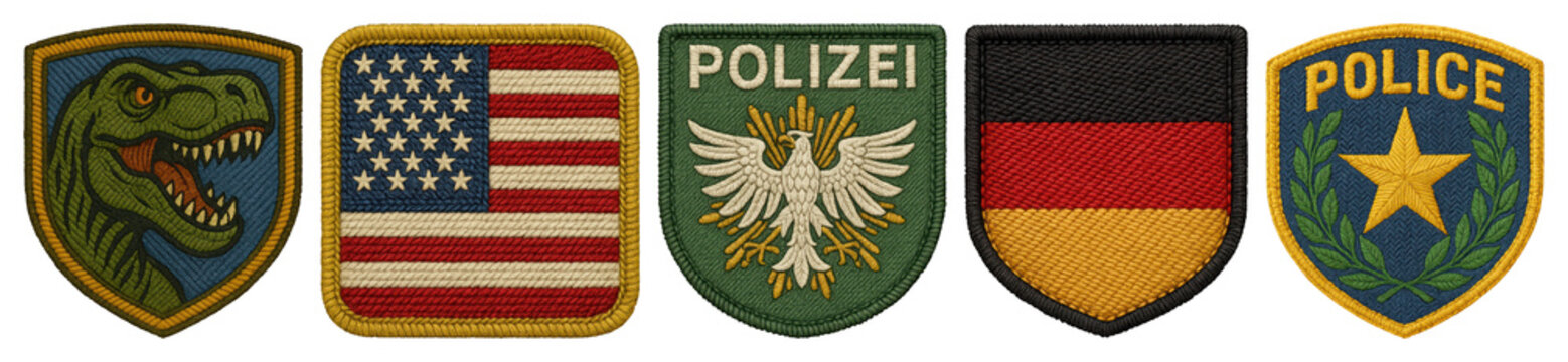 PNG Colorful embroidered badge collection, element set on transparent background