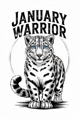 January Warrior: Striking Snow Leopard with Intense Blue Eyes an