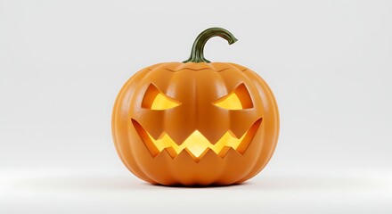 Glowing JackoLantern Pumpkin on white background Halloween with holiday concept.