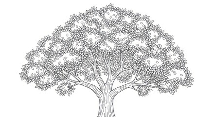 Detailed black and white tree illustration