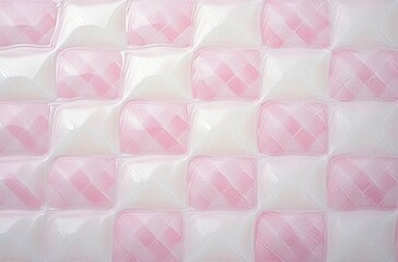 Obraz premium Close-up of pink and white checkered pattern on a soft, textured surface with a repeating quilted design
