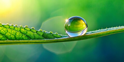 Minimalist Dewdrop on Leaf: Exploring Plant Biology & Nature's Wonders