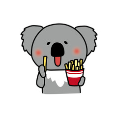 フライドポテトを食べるコアラ
