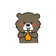 オレンジジュースを飲むクマ