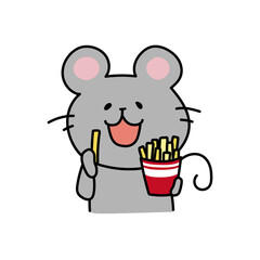 フライドポテトを食べるネズミ