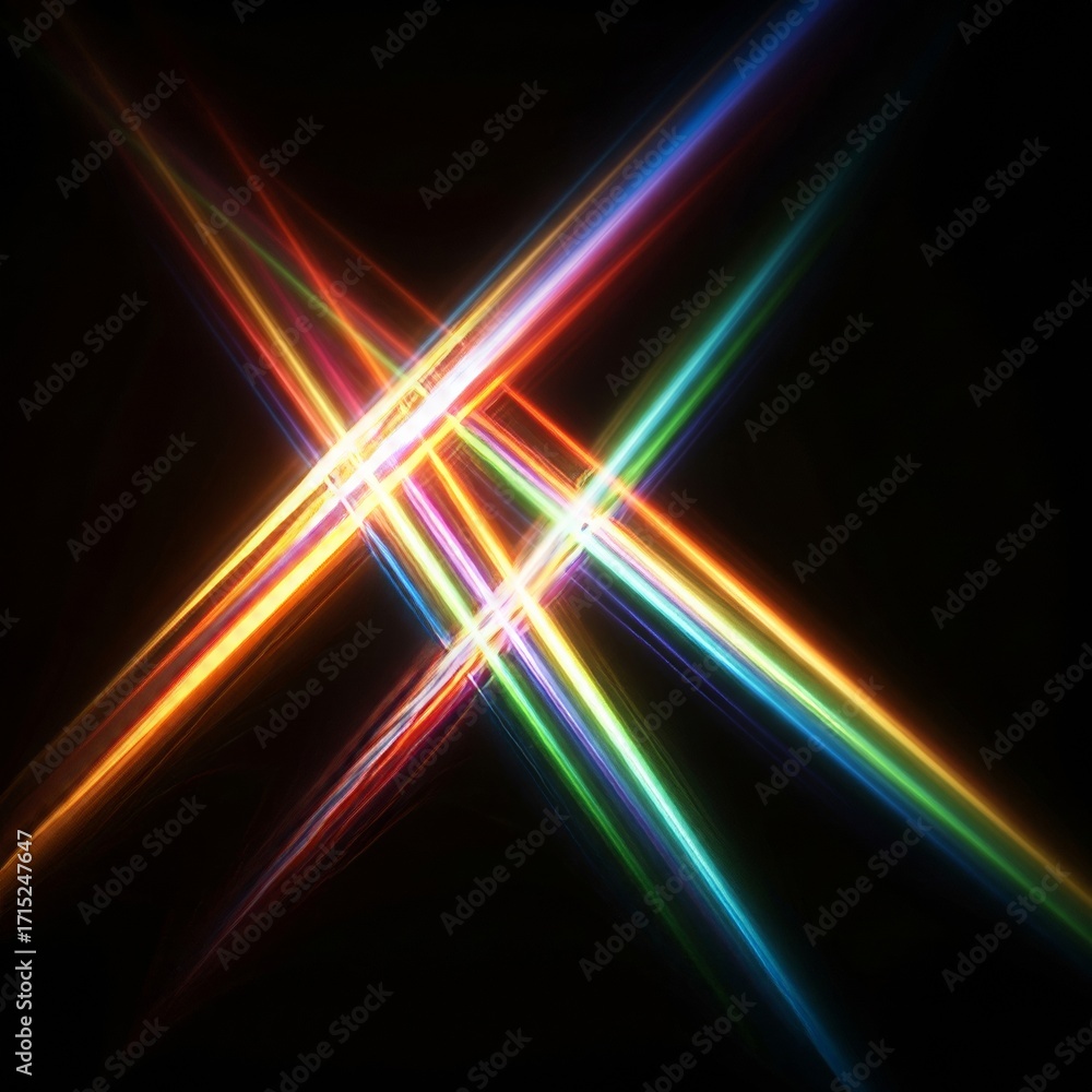 Poster Abstract Colorful Light Streaks Intersecting on a Dark Background